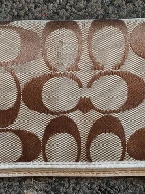 Coach Brown and Cream Signature Jacquard Wallet Cover